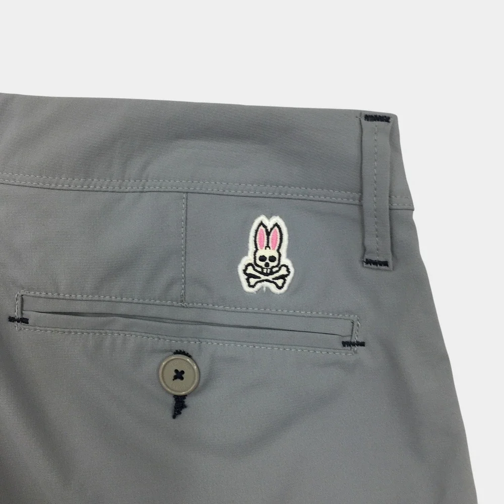 Psycho Bunny Mens Slim Fit Performance Chino Pants Gray Size 33 Golf Trousers